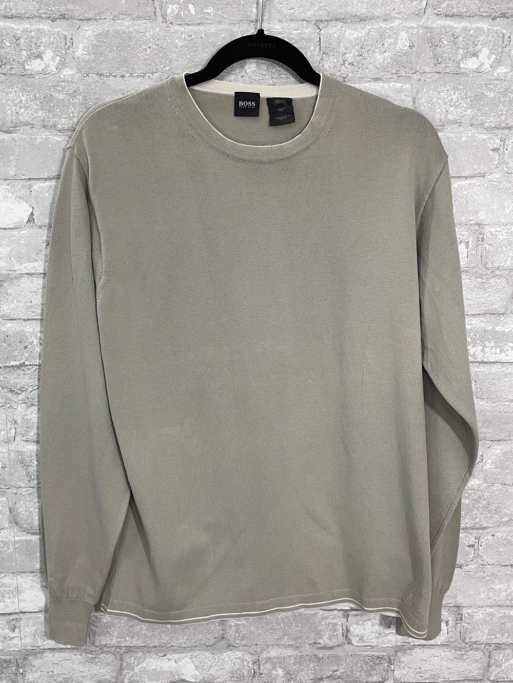 BOSS Taupe Crewneck Long Sleeve Sweater